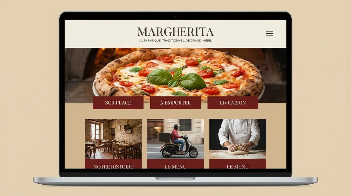 Site web sur-mesure développé avec l'IA pour une pizzeria